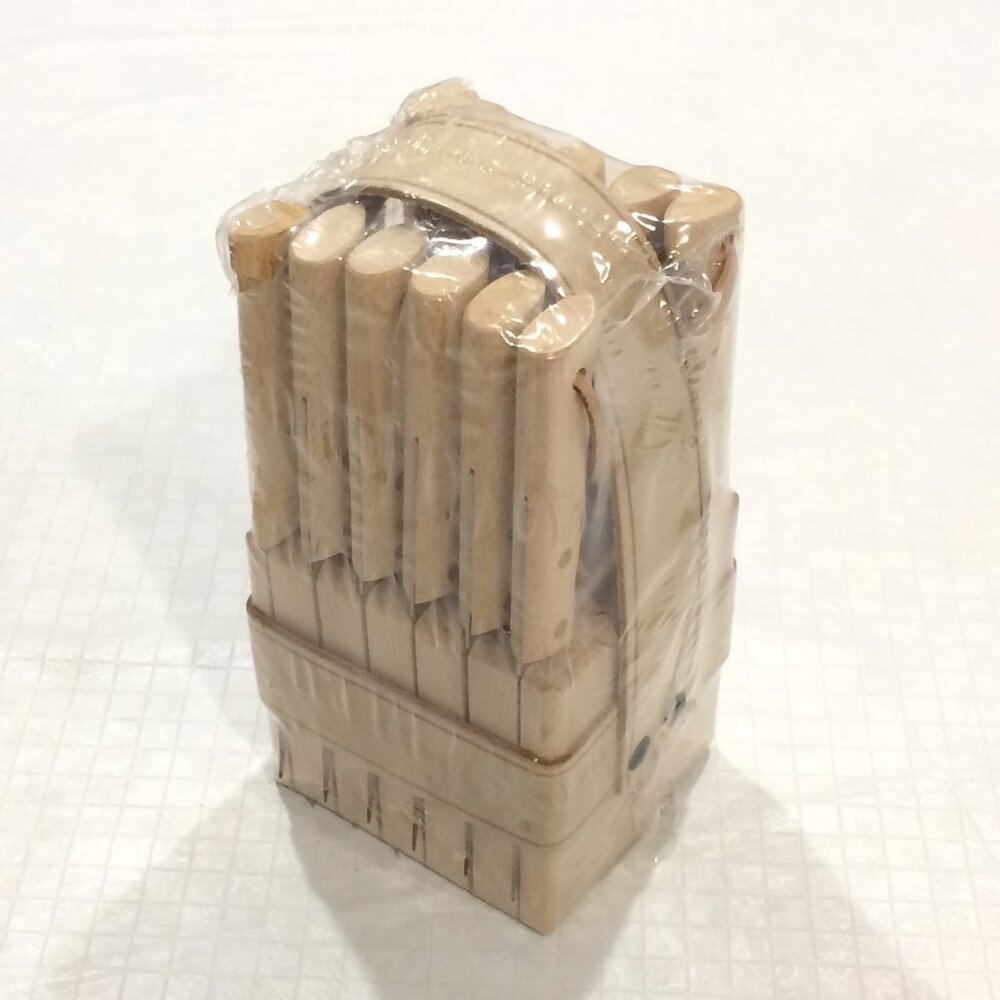 Thiers DUROL France Set of 12 Piece Steak Forks and Knives leather in Wood Block